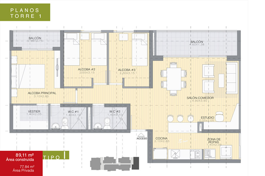 Proyecto de Vivienda Hacienda Niquia - Apto 89- MultiHomes